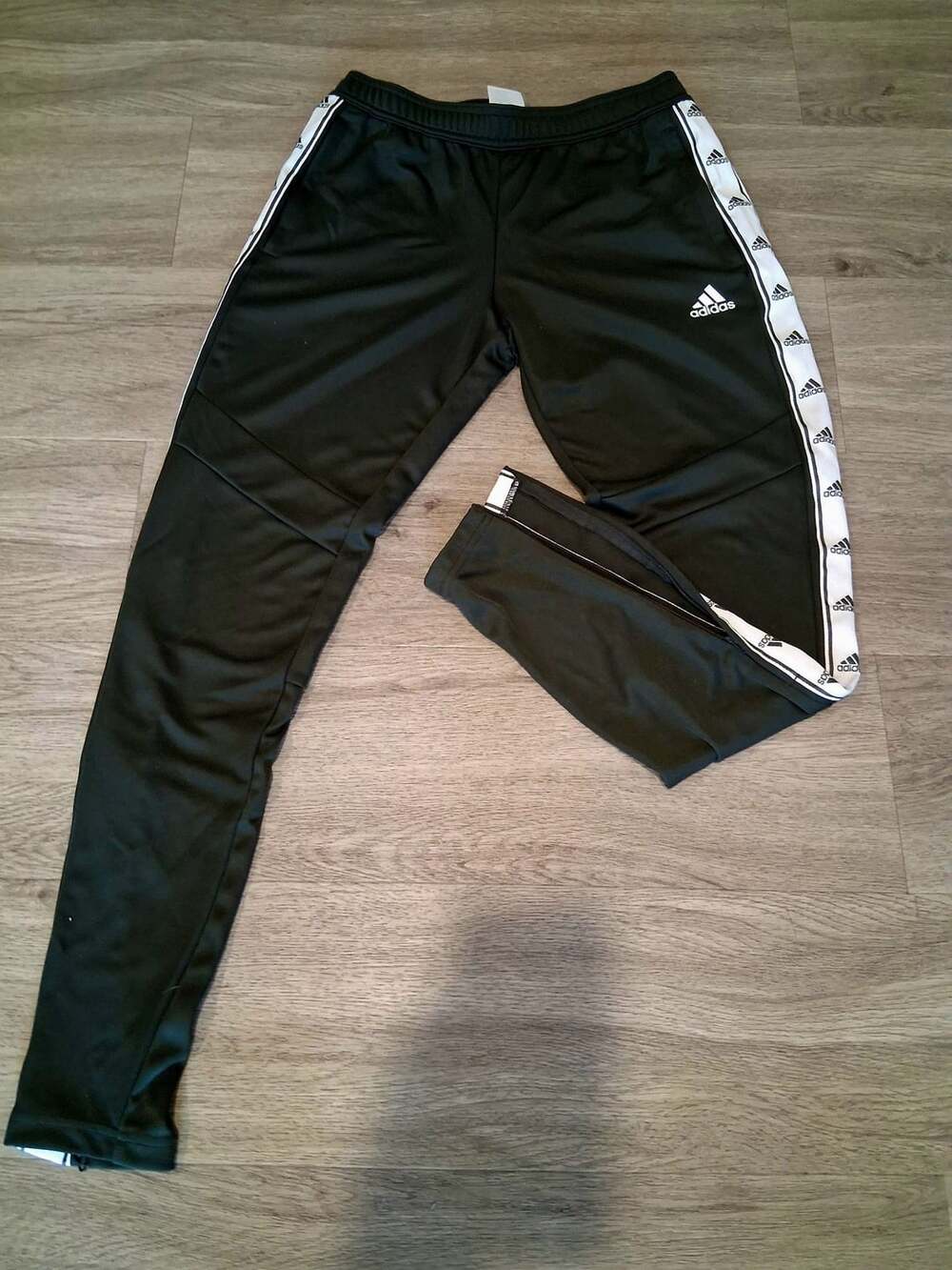 Adidas Climacool Track Pants Size S Black Taped Side Logo Zips